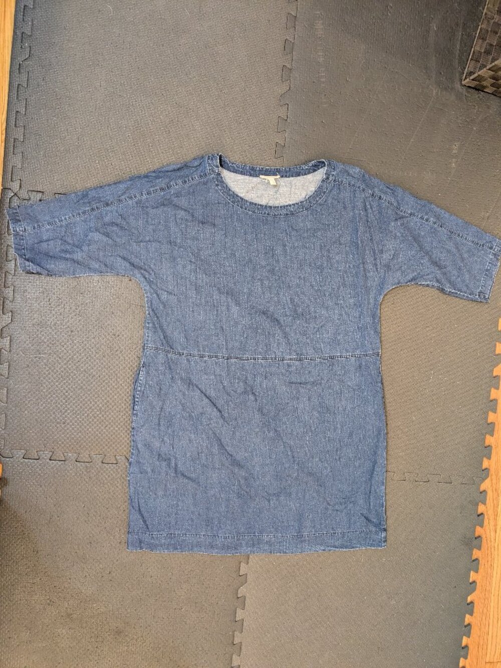 Eileen fisher jean denim dress shift Large pockets Tencel organic cotton
